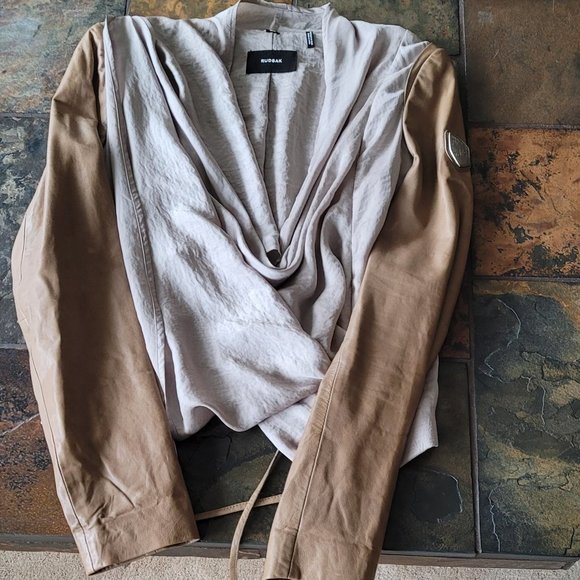 RUDSAK, one of a kind leather jacket, size M, coffe blend collors - Picture 12 of 15